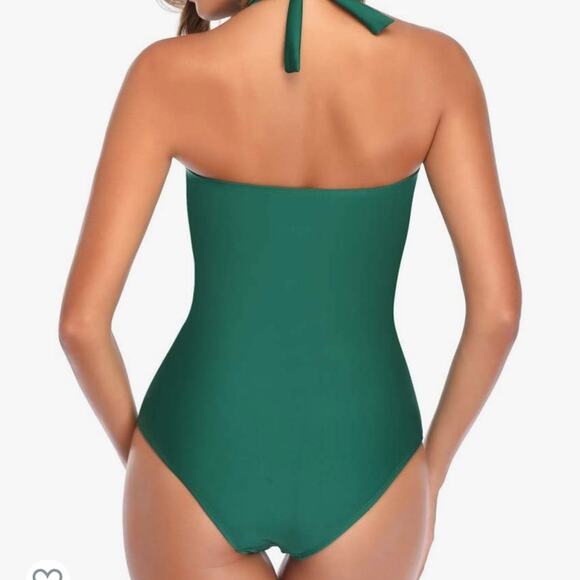 Smismivo One-Piece Swimsuit Tie Halter Ruched - Picture 2 of 6